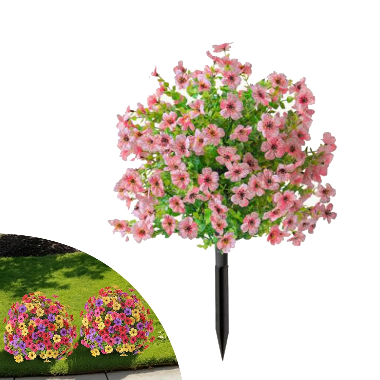 Artificial Flowers for Outdoor Indoor Garden Home Decoration UV Resistant Realistic Silk Violet with Eucalyptus Leaves for Porch Patio