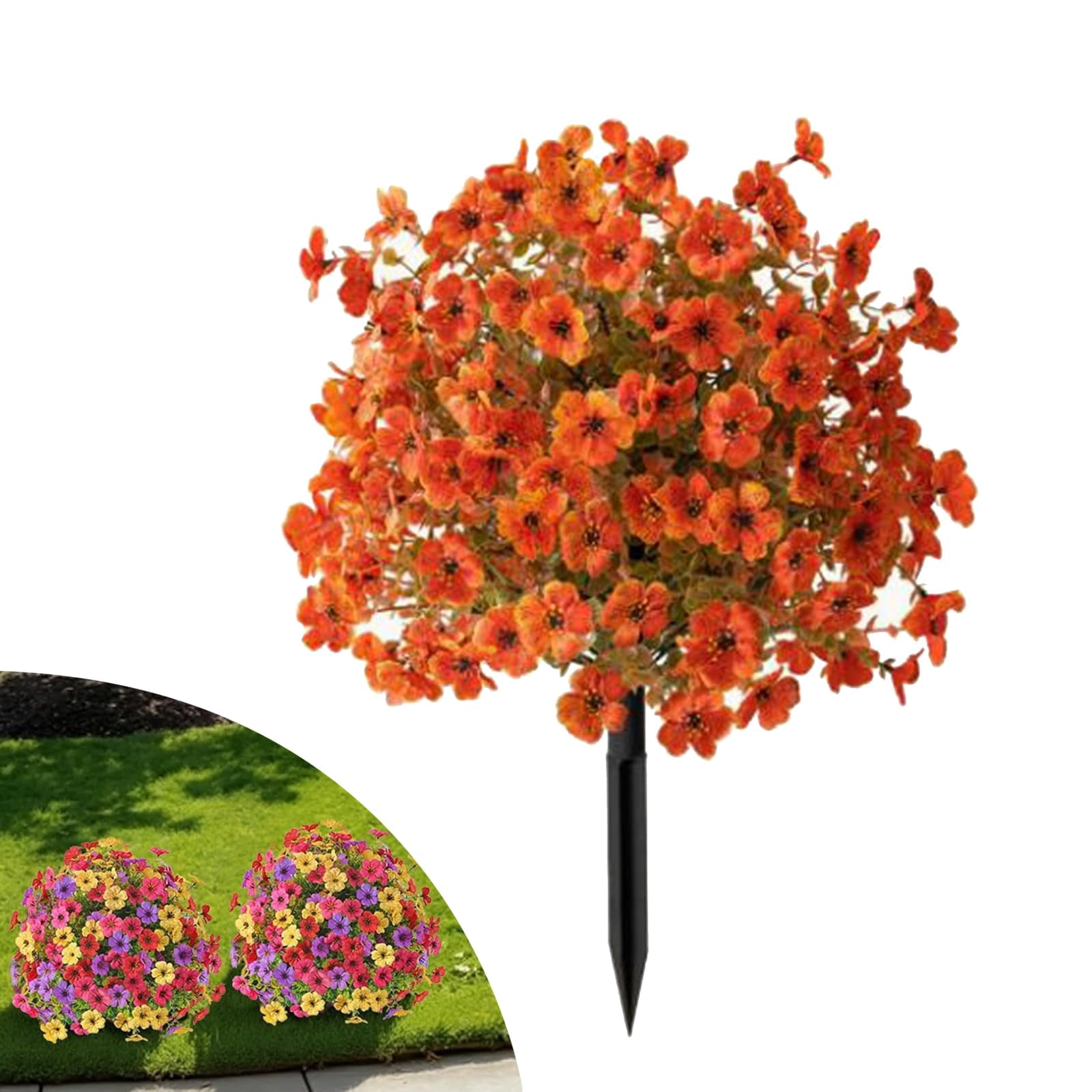 Artificial Flowers for Outdoor Indoor Garden Home Decoration UV Resistant Realistic Silk Violet with Eucalyptus Leaves for Porch Patio