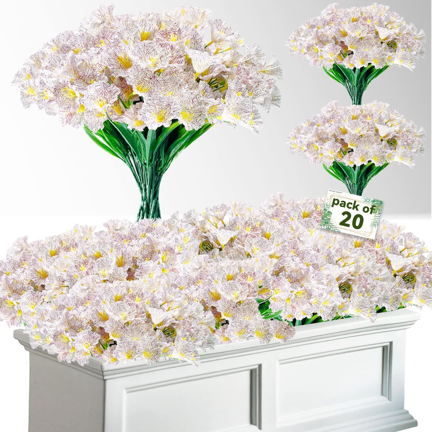 Artificial Flowers for Outdoors,16 Bundles Outdoor Fake Flowers UV Resistant Faux Silk Flowers for Outside Planters, Window Box Pot(Mix Color)