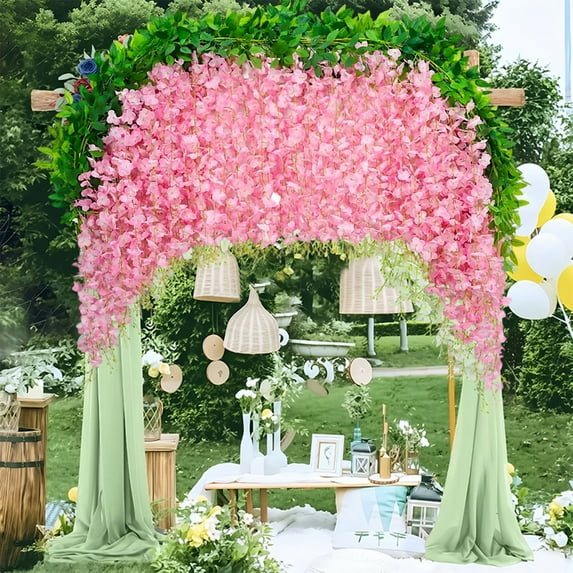 Artificial Flowers for Outdoors, Artificial Wisteria Garland Vine Hanging Flowers for Wedding Party Home Decor