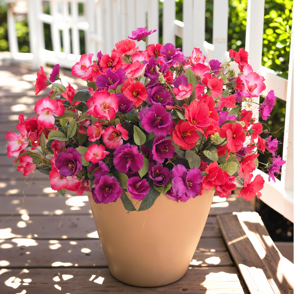 Scidweet Artificial Hibiscus Flowers for Outdoors, 10 Bundles Faux Fake Silk Flowers Bouquet UV Resistant for Garden Porch Patio Vase Box Spring Summer Indoor Outdoor Home Decor, Multicolor