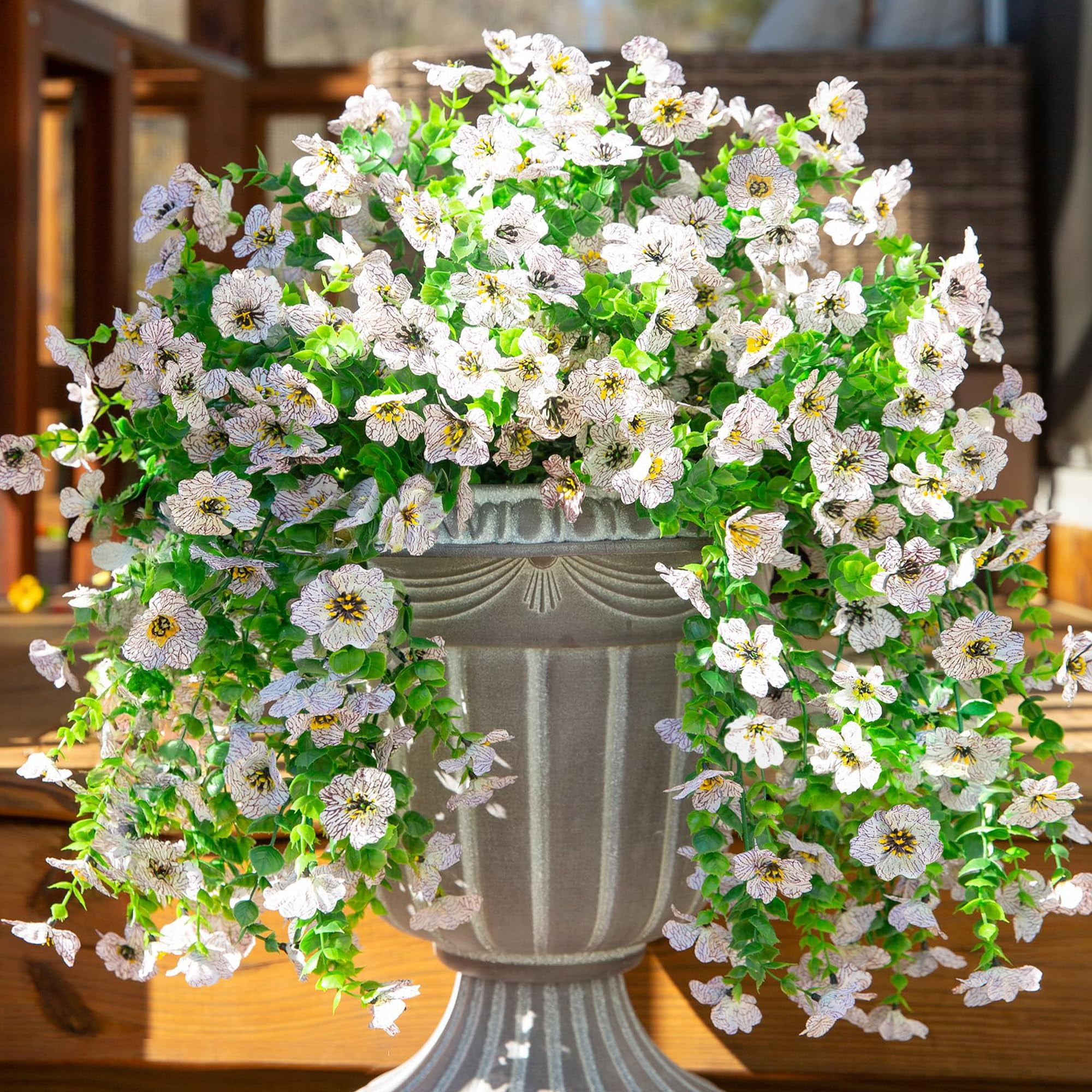Artificial Flowers for Outdoors Fake Hanging Decoration,2Pcs UV & Fading Resistant Silk Flower, Realistic Plants