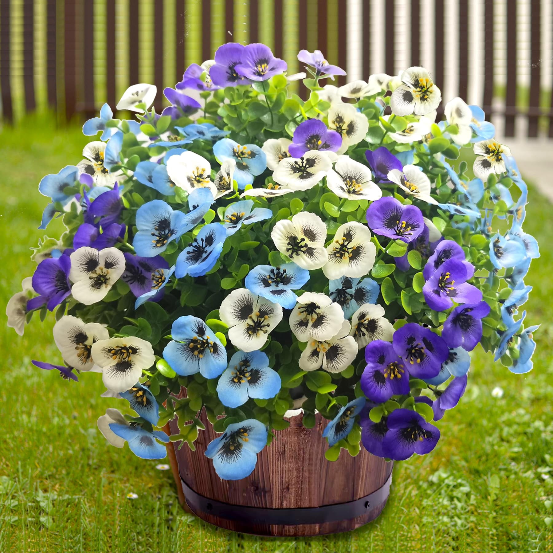 Artificial Flowers for Outdoors Fake Plants, 12pcs Fake Flowers Artificial Plants Outdoor UV Resistant