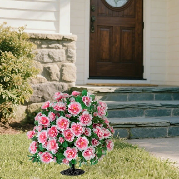 Artificial Flowers for Outdoors, Faux Outdoor Plants, Fake Azalea Ground Flower, Topiary Balls for Home Spring Front Porch Patio Garden Decor