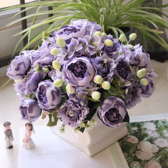 Artificial Flowers for Outdoors, Five Artificial Flower Combinations of Hydrangeas Peonies and Berries for Wedding and Home Decoration
