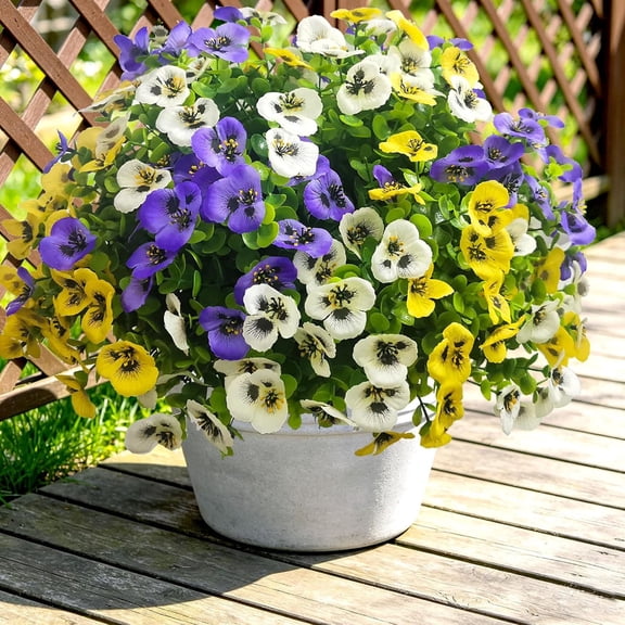 Artificial Flowers for Outdoors,UV Resistant Fake Flowers Silk Pansy for Outside Porch Yard Patio Home Decor
