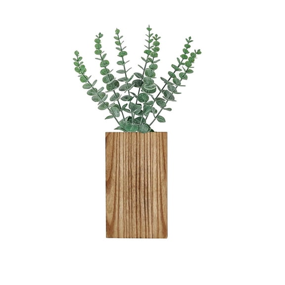 Artificial Flowers for Outdoors Wooden Wall Planter with Artificial Plants, Indoor Wooden Pocket Vase (B)