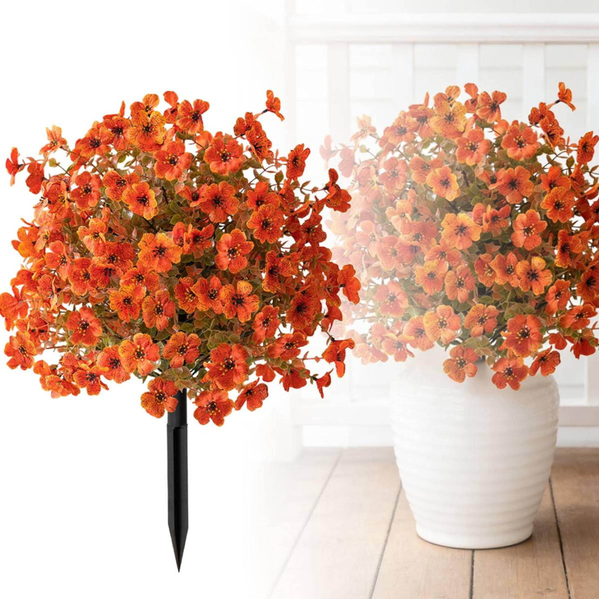 Artificial Flowers for Outdoors with Ground Stakes, UV Resistant Waterproof Faux Violet Blooms, Garden Yard and Patio Decoration