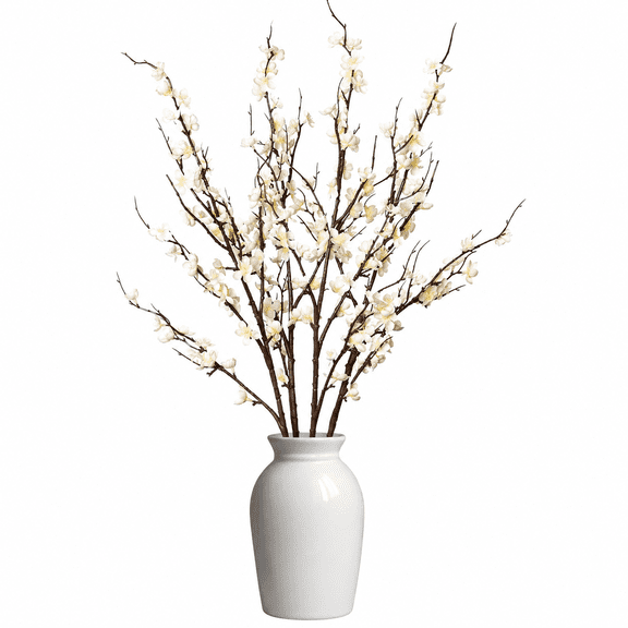 Artificial Flowers for Vases 20 Inch 10 Stems, Silk Dried Fake Mums Bouquet Indoor Faux Floral Arrangements for Decoration (White)