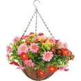 thumbnail image 1 of Artificial Flowers in Basket Artificial Hanging Baskets with Flowers Coconut Lining Basket Hanging Daisy Plant with Hook, 1 of 6