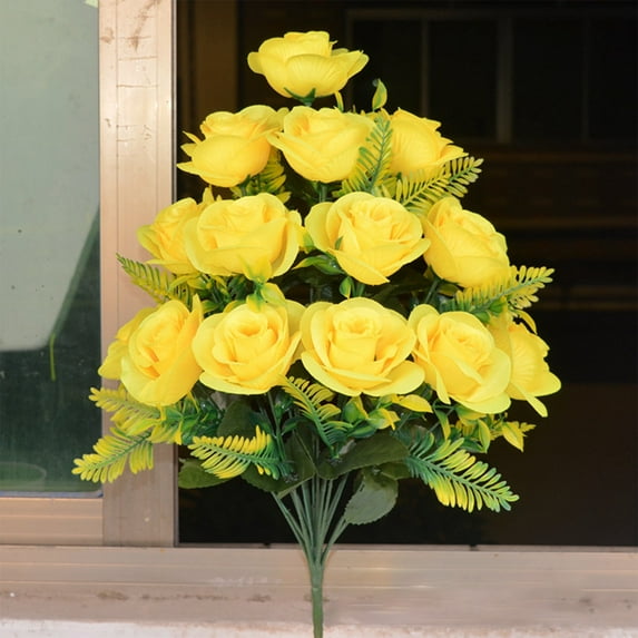 Artificial Flowers in The Vase Realistic Simulated Flower Simulation 12 Heads Roses Valentine's Day Desktop Decorations Gift for Her