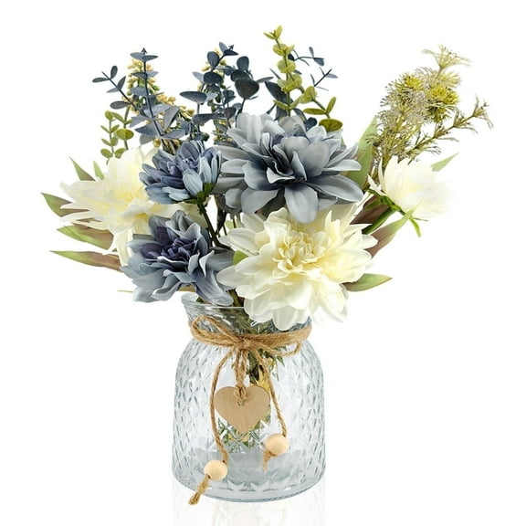 Artificial Flowers in Vase ,Flower Centerpieces for Table ,Fake Flowers with Vase for Dining Room, Kitchen Table Coffee Table Decor