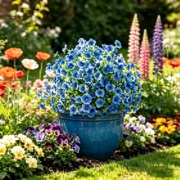 Artificial Flowers with Ground Spikes, Faux Shrubs for Garden, Outdoor Wedding Party Decorations, Patio & Porch Faux Plants