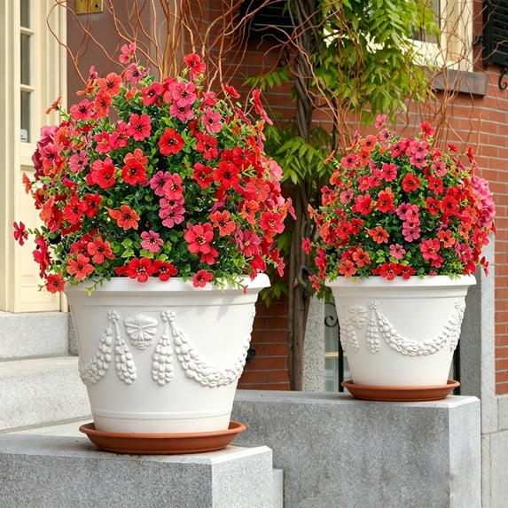 Artificial Flowers with Ground Spikes, Faux Shrubs for Garden, Outdoor Wedding Party Decorations, Patio & Porch Faux Plants