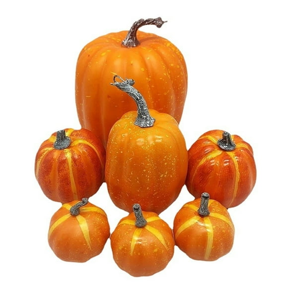 Artificial Foam Pumpkins Decor Set Fall Harvest Decorations for Halloween Thanksgiving Indoor Outdoor Home Decor Assorted Sizes Cute Pumpkin Table Centerpiece Party Supplies