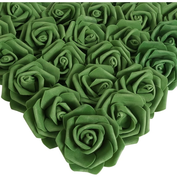 Artificial Foam Roses Heads, 3Inch Stemless Faux Roses Bulk Fake Flowers Heads for Crafts,Wall Decorations, DIY Wedding Baby Shower Centerpieces Party Tables Home Decor(Army Green)