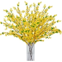 Artificial Forsythia Branches Yellow Flowers Faux Silk Forsythia Long Stem Winter Jasmine Stems Spring Flowers Artificial for Decoration Home Table Kitchen Yard Easter Decor 35 Inch