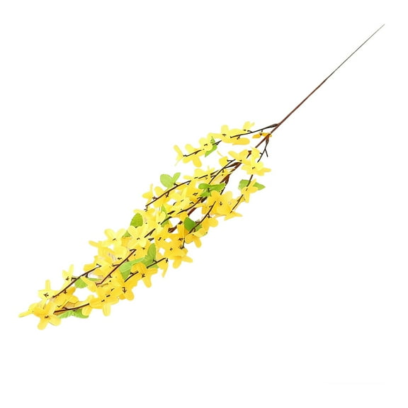 Artificial Forsythia Flower, Plastic Fake Jasmine Wall Decor, Artificial Forsythia Flower with Adjustable Wire Stems, Realistic Spring Decor for Vase & Home