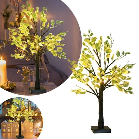 Artificial Forsythia Tree Lamp with LED Lights, 20 Inch Spring Decoration with Yellow Flowers, Light Up Birch Tree for Home, Easter, Wedding, Party Decor - Table Top Centerpiece Tree