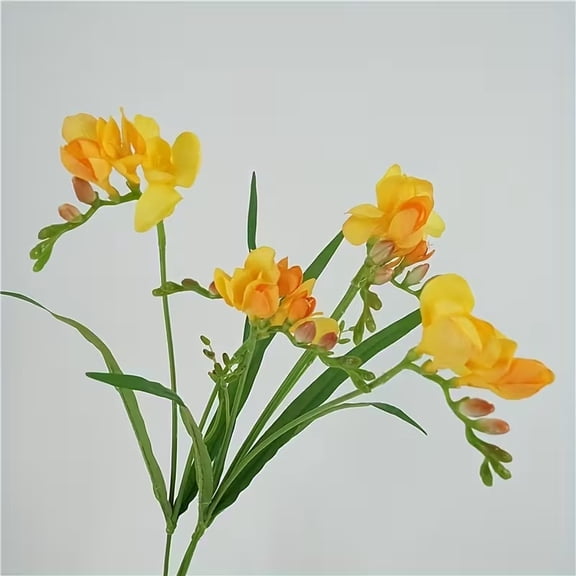 Artificial Freesia Flowers - 3-Pack Plastic Simulated Plants for Home Decor, Perfect for Living Room, Holiday Decorations, and Special Occasions
