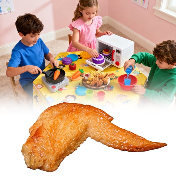 Artificial Fried Chicken Prop,Realistic Plastic Food Display with Detailed Textures & Colors,For Play Kitchen Decor Display,1PC,Orange