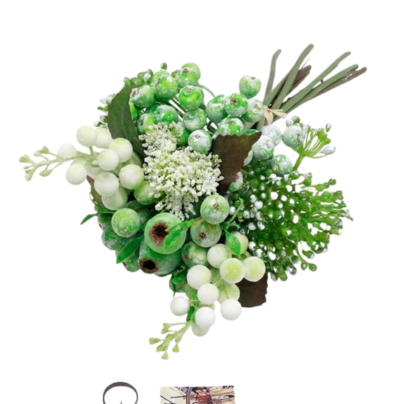 Artificial Fruit Branch Stems, Faux Berries and Fruit Combination for Floral Arrangement, Decorative Plant Branches for Home Decor Vase Fillers Weddings and Party Centerpieces, Green