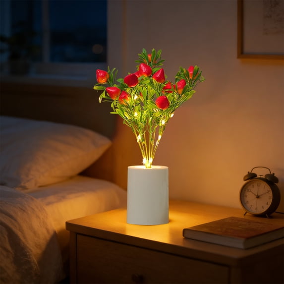 Artificial Fruit Potted Night Light 11.8 Inch LED Desktop Ambient Lamp Bedroom Home Decoration