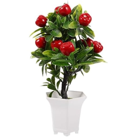 Artificial Fruit Potted Plant Simulation Apples Tree Potted Plant Fake Apple Tree Bonsai for Home Tabletop Decorations - 12.85x7.86x5.9 Inch$$Home Decor, Kitchen, & Other