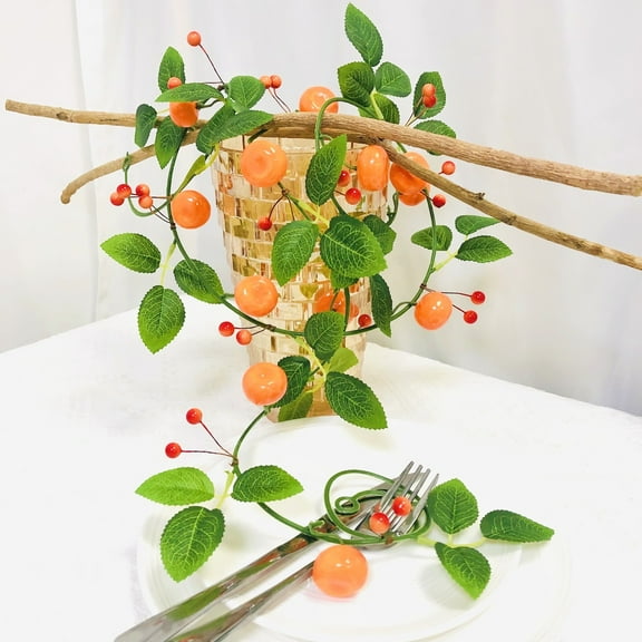 Artificial Fruit Tangerine Vine Oranges Berries Hanging Plant Vine Fruits Flower Vine Garland for Home Patio Party Wedding Decoration