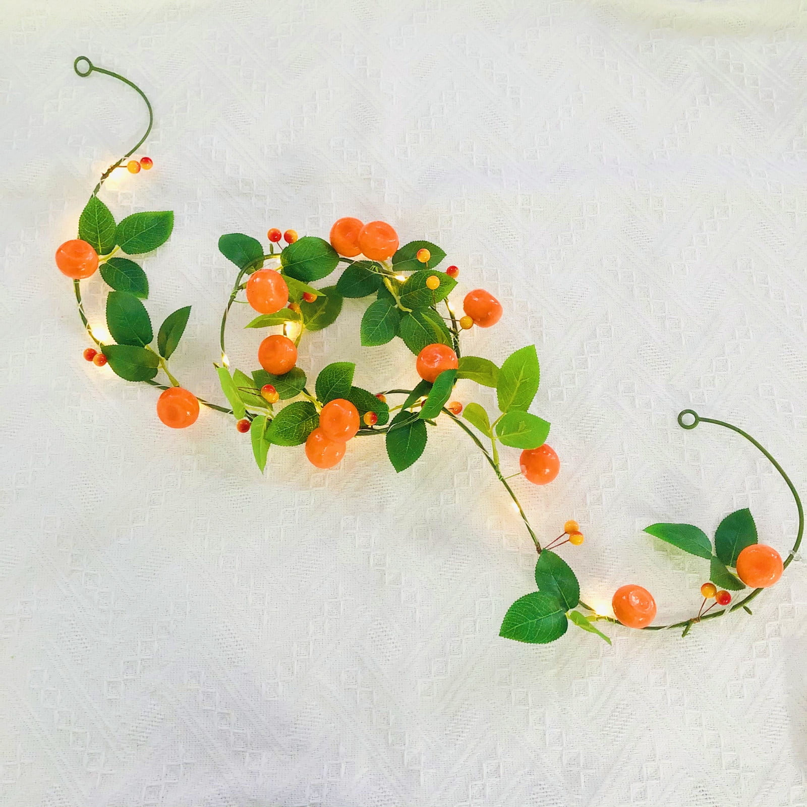 Artificial Fruit Tangerine Vine String Lights - Battery Powered Kumquat Holly Berries Green Leaf Plant Vine Garland with Fairy Light for Valentine's Wedding Party Christmas Home Garden Decoration
