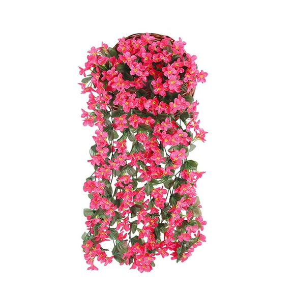 Artificial Fuchsia Hanging Flowers, 31.5 Inch Silk Wisteria Vine for Home Decor, Fake Purple Orchid Garland for Wall Basket Decoration, Realistic Rose Pink Floral Hanging for Wedding Party