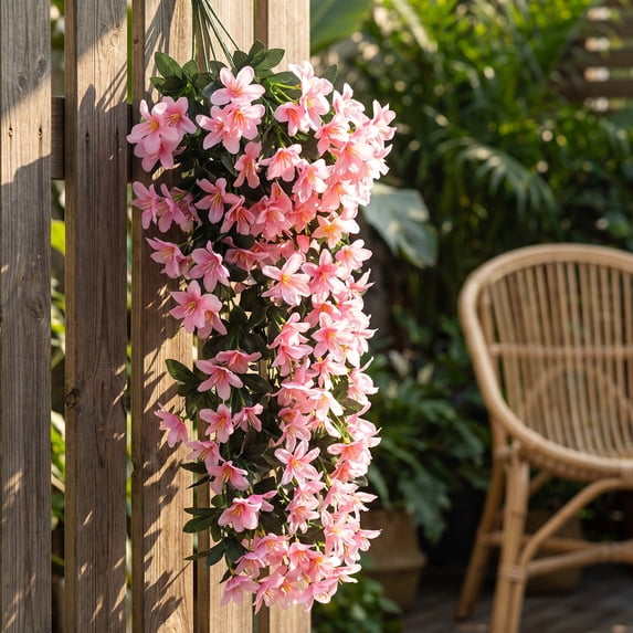 Artificial Garland - Silk Lily Hanging Garland Artificial Flower Vine Wall Basket Living Room Indoor Decor, 60cm/23.62in