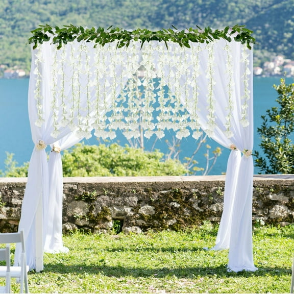 Artificial Garlands Rattan, Beautiful Lifelike Roses with Green Leaves for Room Garden Birthday Wedding Party Table Decor 78.74x23.62Inch White