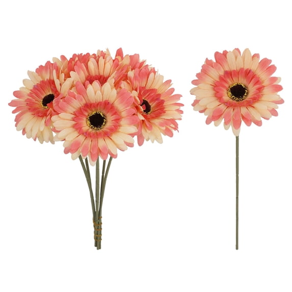 Artificial Gebera Daisies Flowers for Vase, Spring Summer Home Decor Faux Flower Daisy Flowers Wedding Centerpiece, Floral Arrangements Diy Fake Flower Home Decor (10In) Light Orange