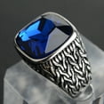 thumbnail image 1 of Men's Stainless Steel Ring with Artificial Gemstone Square Inlay Geometric Statement Ring Band Jewelry Gift for Him Steel Black Golden Red Yellow Blue, 1 of 4