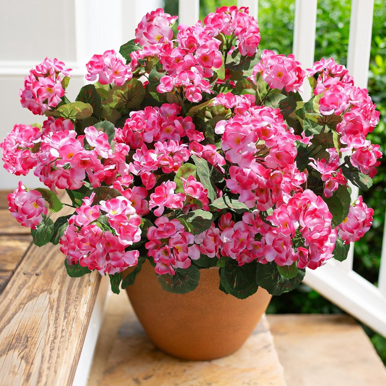 Geranium Front Artificial Geranium Fake Flowers for Outdoors Decoration, 6 Bundles ...
