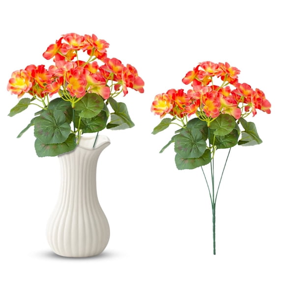 Artificial Geranium Flowers, Fake Flowers for Outside, Red Silk Geraniums for Garden, Fall Decor for Interior Porch Garden Decoration, 1Pcs Table Centerpiece Flowers Yellow 14.1 In