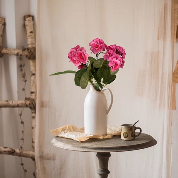 Artificial Geranium Flowers For Outdoors Faux Silk Floral Bush For Garden Patio Window Box And Home Dining Table Decoration UV Resistant Pink