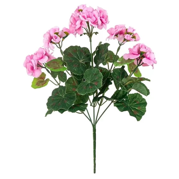 Artificial Geranium Flowers for Outdoors, 1 Pc Geranium Silk Flower Outdoor UV Resistant Garden Plants Faux Flowers for Christmas Home Kitchen Table Centerpieces Decor, 13.7 Inch, Pink