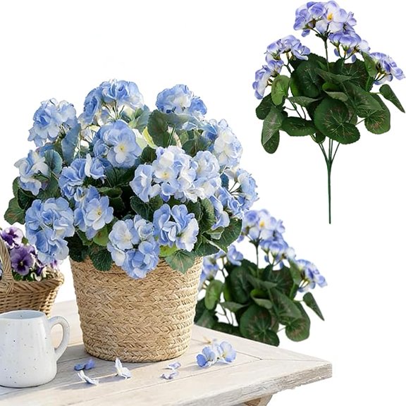 Artificial Geranium Flowers for Outdoors Uv Resistant Garden Plants Faux Flowers for Home Kitchen Table Centerpieces Decor UV Resistant Artificial Outdoor Flowers