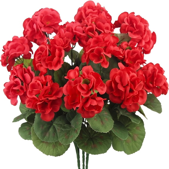 Artificial Geranium Flowers Plastic Fake Plants In/Outdoor Garden-Decor