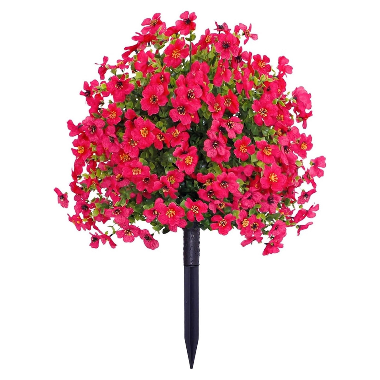Artificial Geranium Flowers with Stake, UV Resistant Fake Outdoor Bushes, Realistic Silk Faux Flowers for Front Porch Patio Garden Decor, Artificial Shrubs for Outside