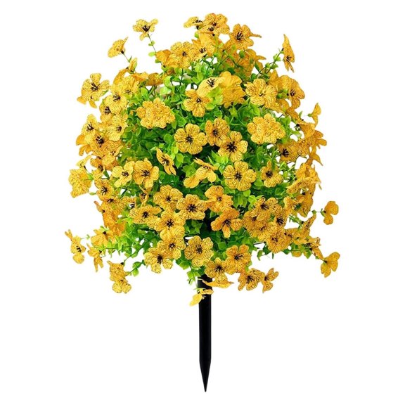 Artificial Geranium Flowers with Stake, UV Resistant Fake Outdoor Bushes, Realistic Silk Faux Flowers for Front Porch Patio Garden Decor, Artificial Shrubs for Outside