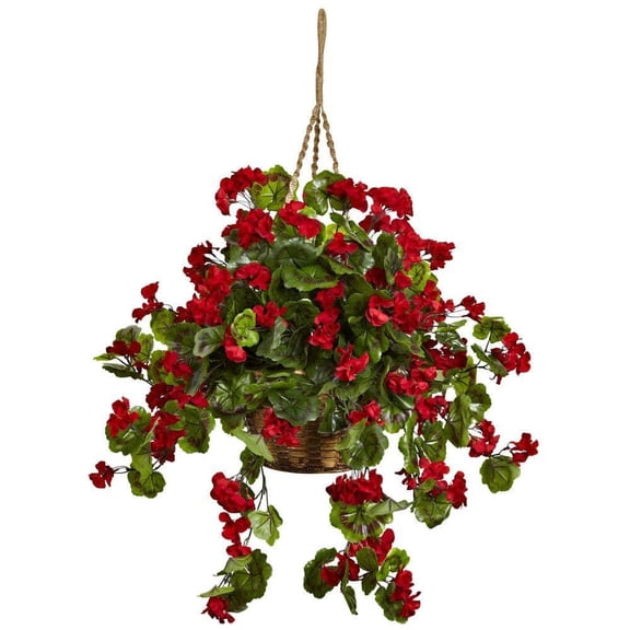 Artificial Geranium Hanging Basket