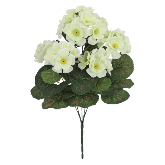 Artificial Geranium Plant for Indoor Outdoor Porch Decor, Fake Flower for Pot and Wedding Centerpiece, Lifelike Silk Bloom for Living Room and Garden, Green