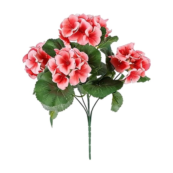 Artificial Geranium Stem Five Branch Faux Floral Greenery Plant For Living Room Garden Patio Home Decor