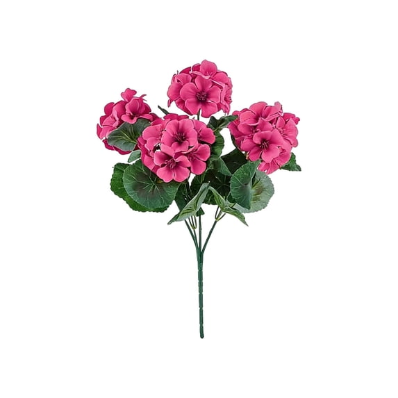 Artificial Geranium Stem Five Branch Faux Floral Greenery Plant For Living Room Garden Patio Home Decor
