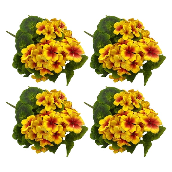 Artificial Geraniums (4 Pack) - 18 Inch Silk Geranium Flower Bushes, Lifelike for Garden, Wedding, Home Decor - Indoor/Outdoor Planter & Pot Arrangements
