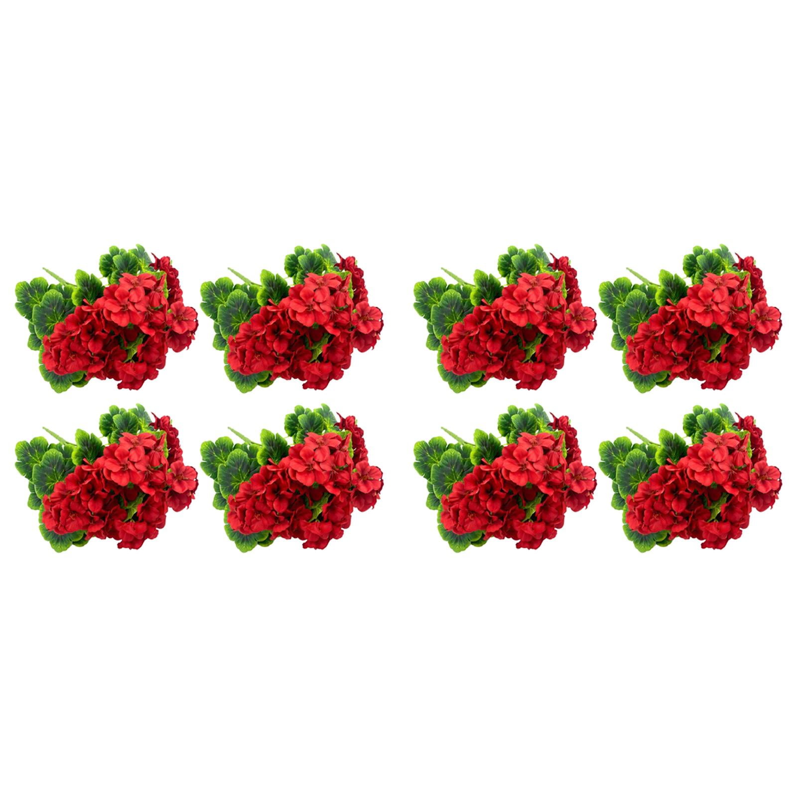 Artificial Geraniums (8 Pack) - 18 Inch Silk Geranium Flower Bushes, Lifelike for Garden, Wedding, Home Decor - Indoor/Outdoor Planter & Pot Arrangements