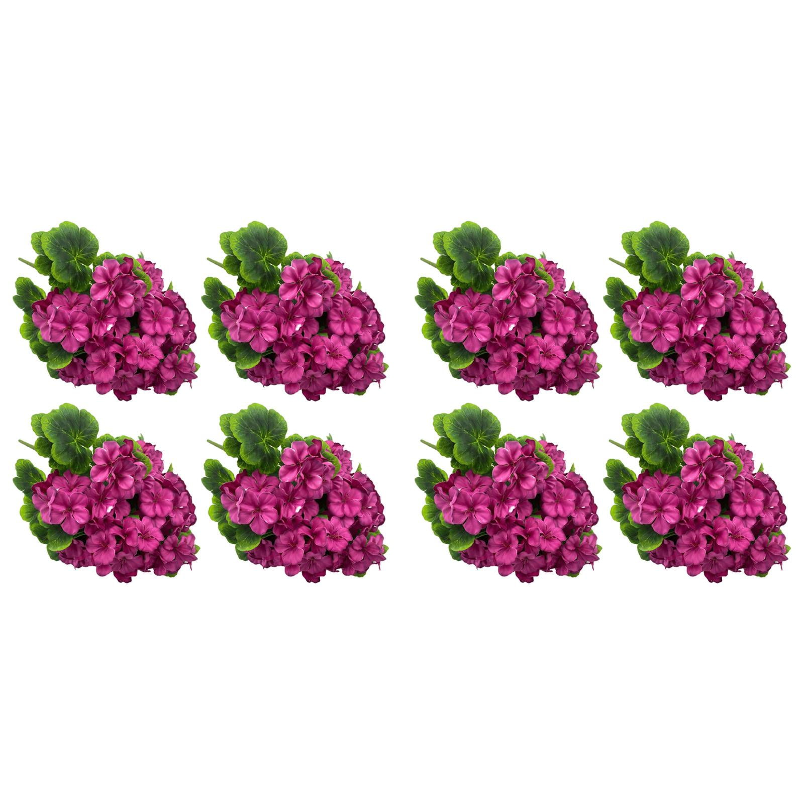 Artificial Geraniums (8 Pack) - 18 Inch Silk Geranium Flower Bushes, Lifelike for Garden, Wedding, Home Decor - Indoor/Outdoor Planter & Pot Arrangements